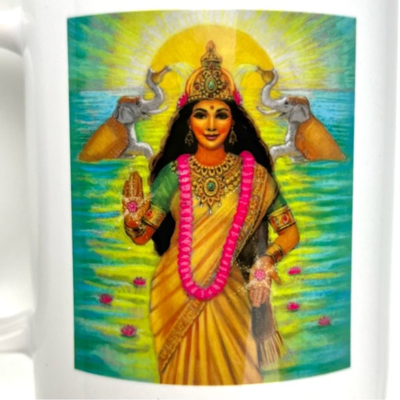 ORCA COATINGS Sue Halstenberg Art Ceramic Goddess Mugs Set of 2 Lakshmi Kuan Yin - Picture 5 of 15